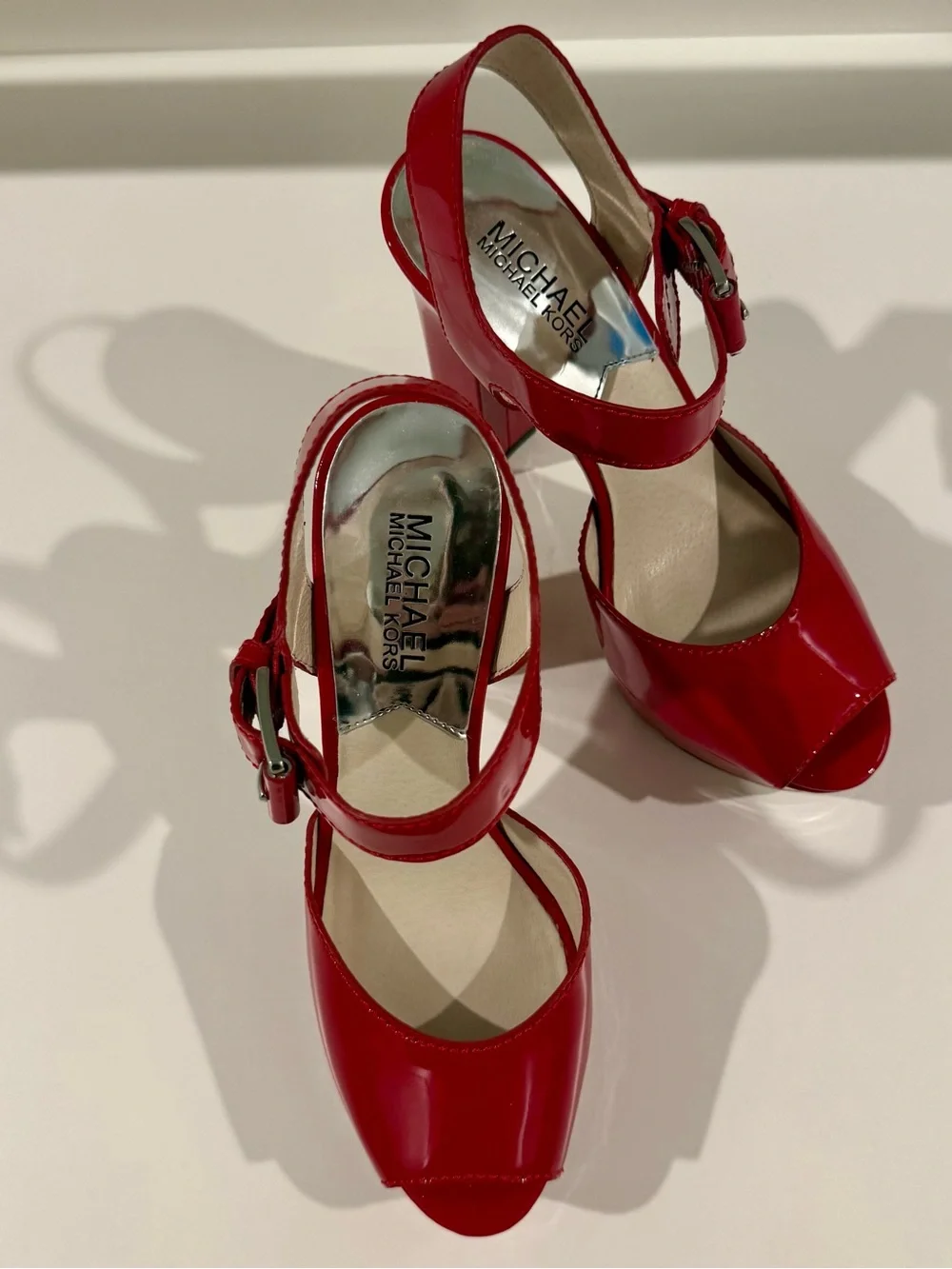MICHAEL Michael Kors Red Patent Platform Sandals Brand New